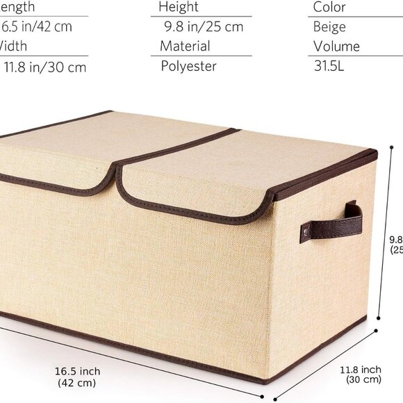 Larger Storage Cubes 4-Pack Linen Fabric Foldable Storage Box 16.5 x 11.8 x 9.8 - Picture 2 of 7